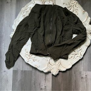 Lush Double Zipper Olive Green Jacket Size Small